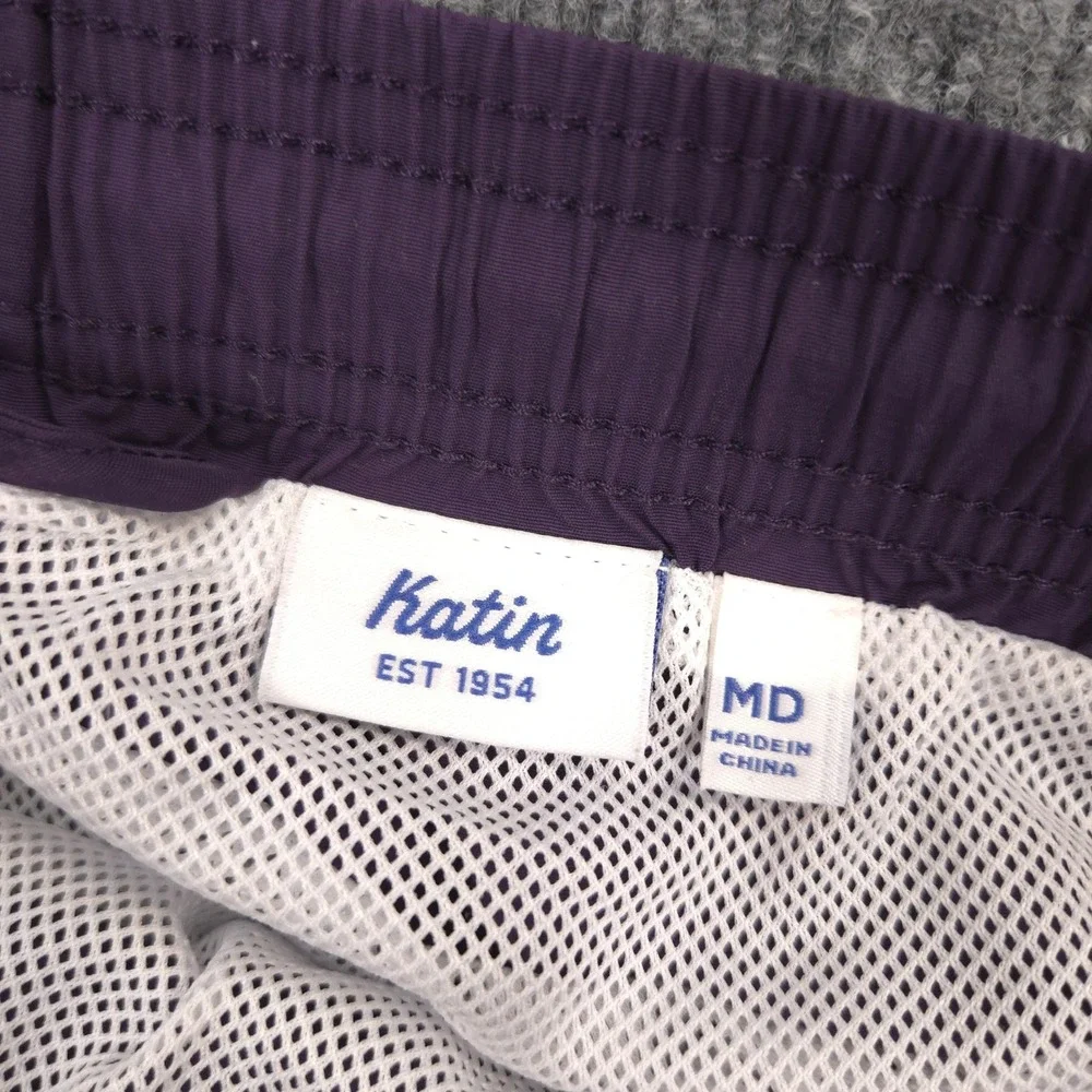 Katin Poolside Volley Swim Trunks Mens M Purple Elastic Waist Mesh Lined Shorts